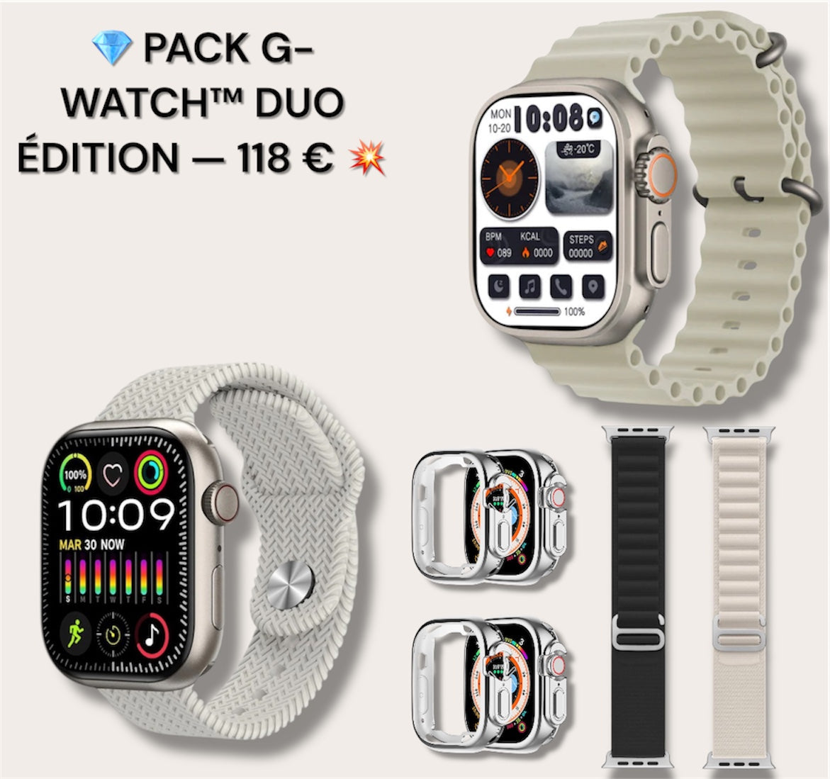 💎 PACK G-WATCH™ DUO ÉDITION — 59€ 💥 (1 achetée + 1 offerte !)